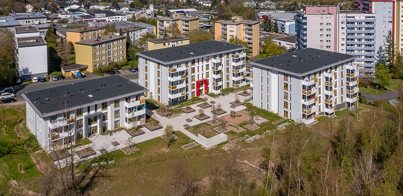 Alle 3 Gebäude Komplexe aus der Luft