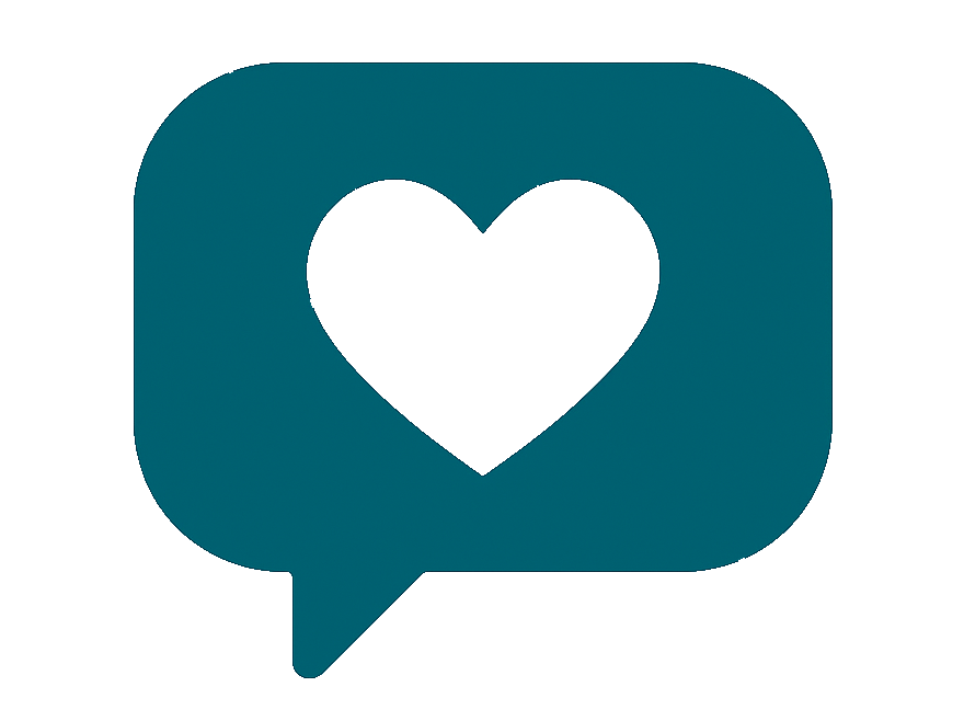 Sprechblase mit Herz für ein respektvolles Miteinander